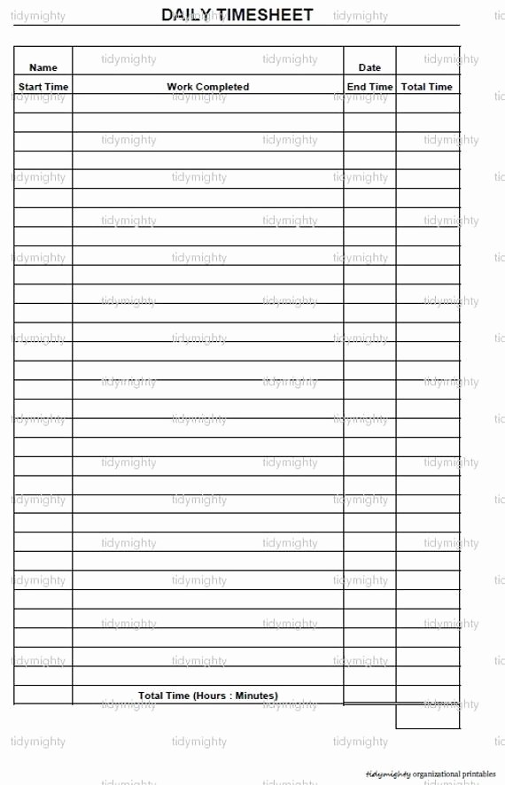 Daily Time Sheets Free Printable Unique Daily Time Sheet Tracker Printable Pdf Instant Download
