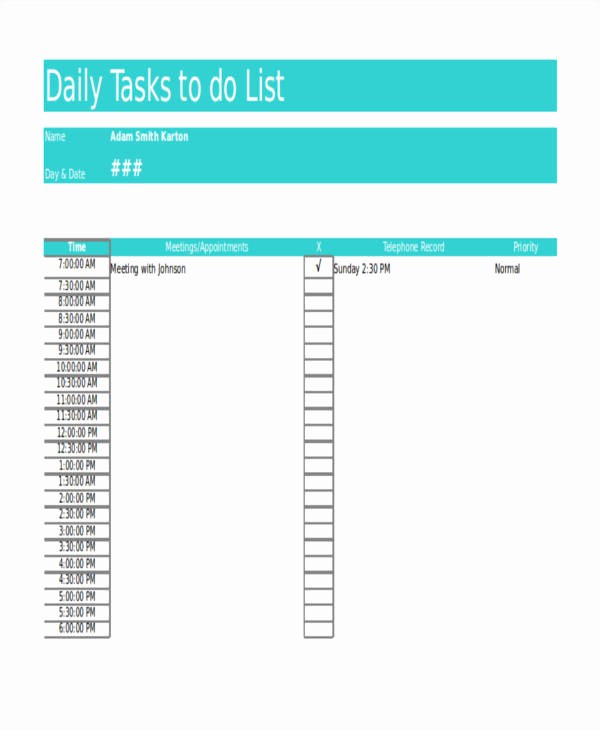 Daily to Do List Examples Beautiful 21 List Samples In Excel