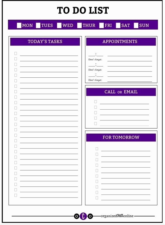Daily to Do List Examples Elegant Daily Work to Do List Printable