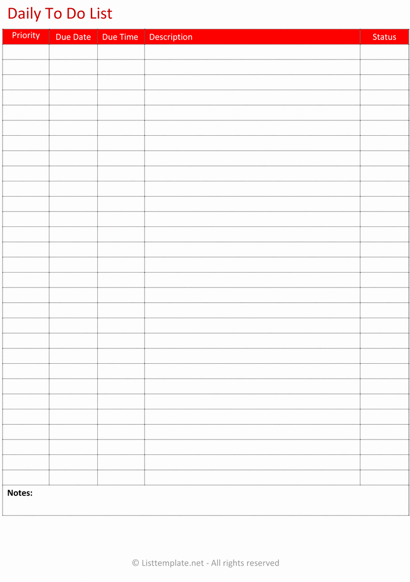 Daily to Do List Examples Fresh Daily to Do List Template List Templates