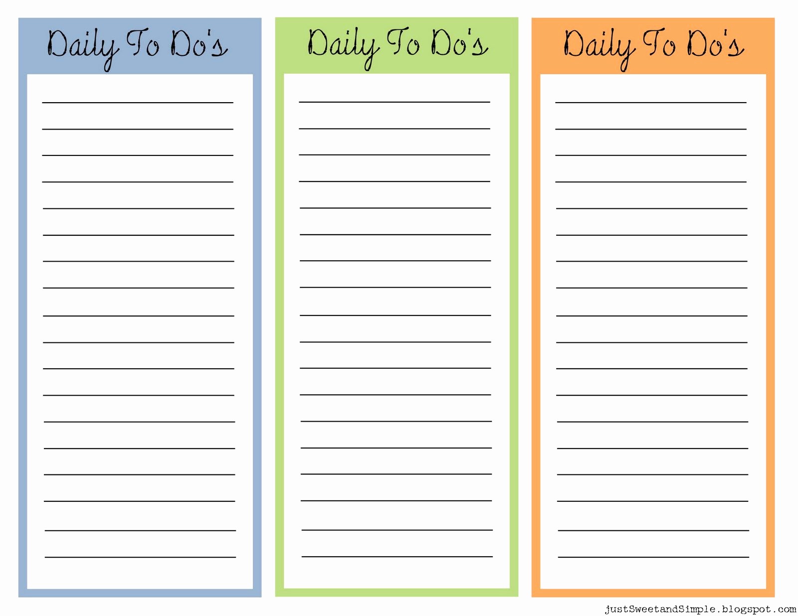 Daily to Do List Examples New Just Sweet and Simple May 2011
