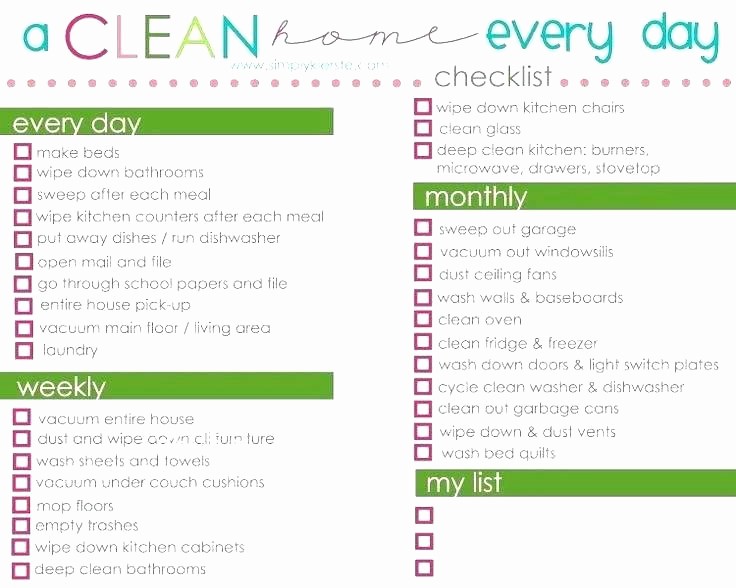 Daily Weekly Monthly Checklist Template Awesome Daily Weekly Monthly Cleaning Schedule Template