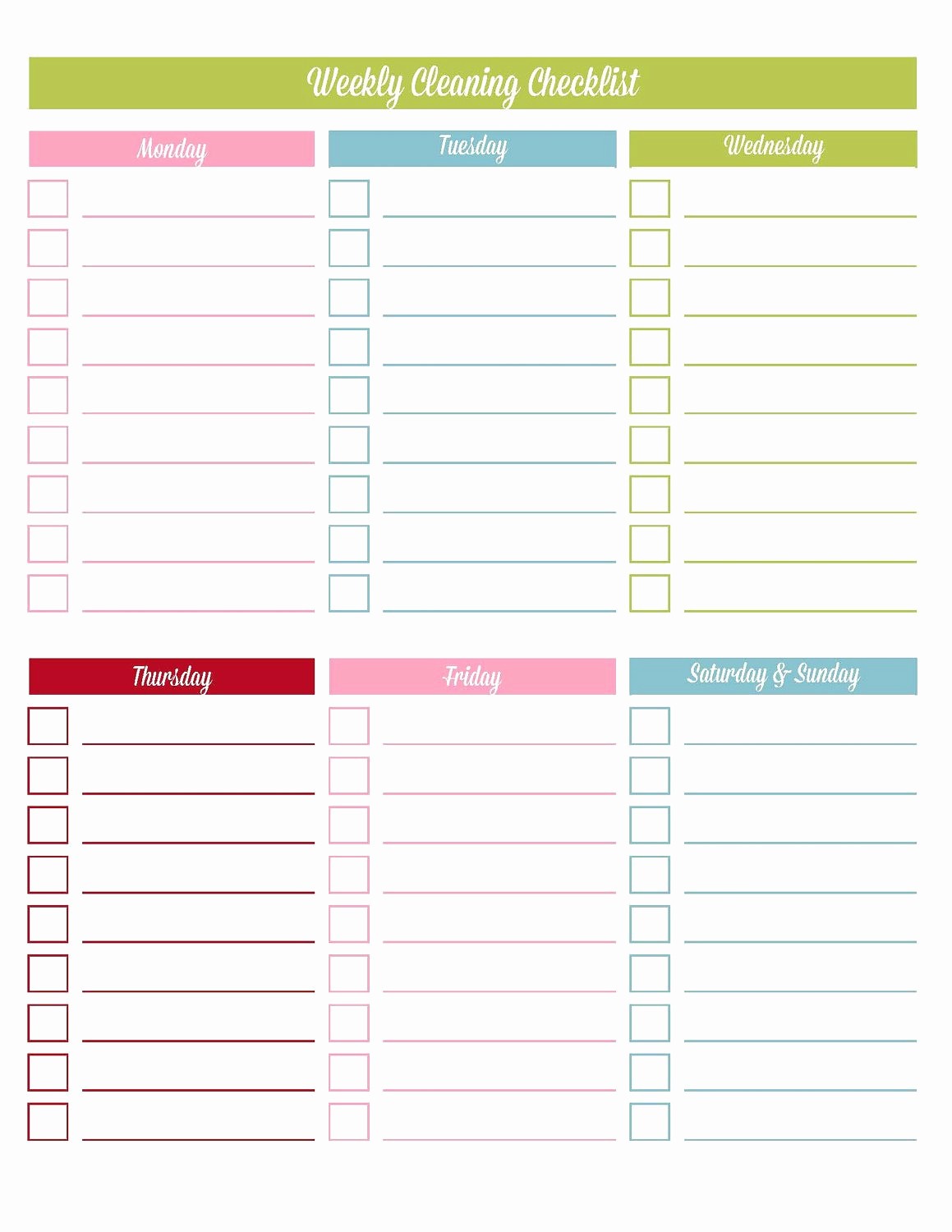 daily cleaning checklist editable