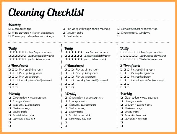 Daily Weekly Monthly Checklist Template Luxury Monthly House Cleaning Schedule Best Housekeeping format