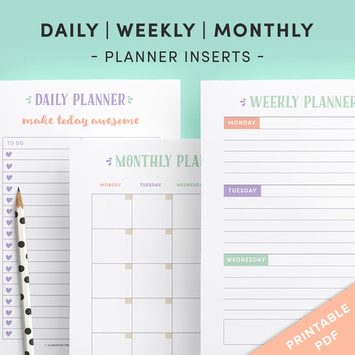 Daily Weekly Monthly Planner Template Beautiful Printable Daily Weekly and Monthly Planner Inserts