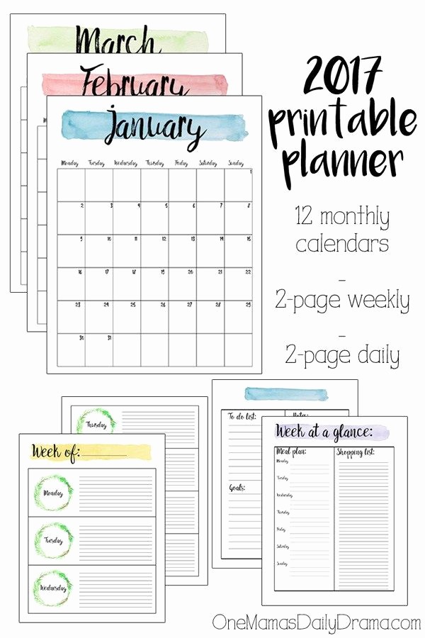 Daily Weekly Monthly Planner Template Fresh 2017 Printable Planner