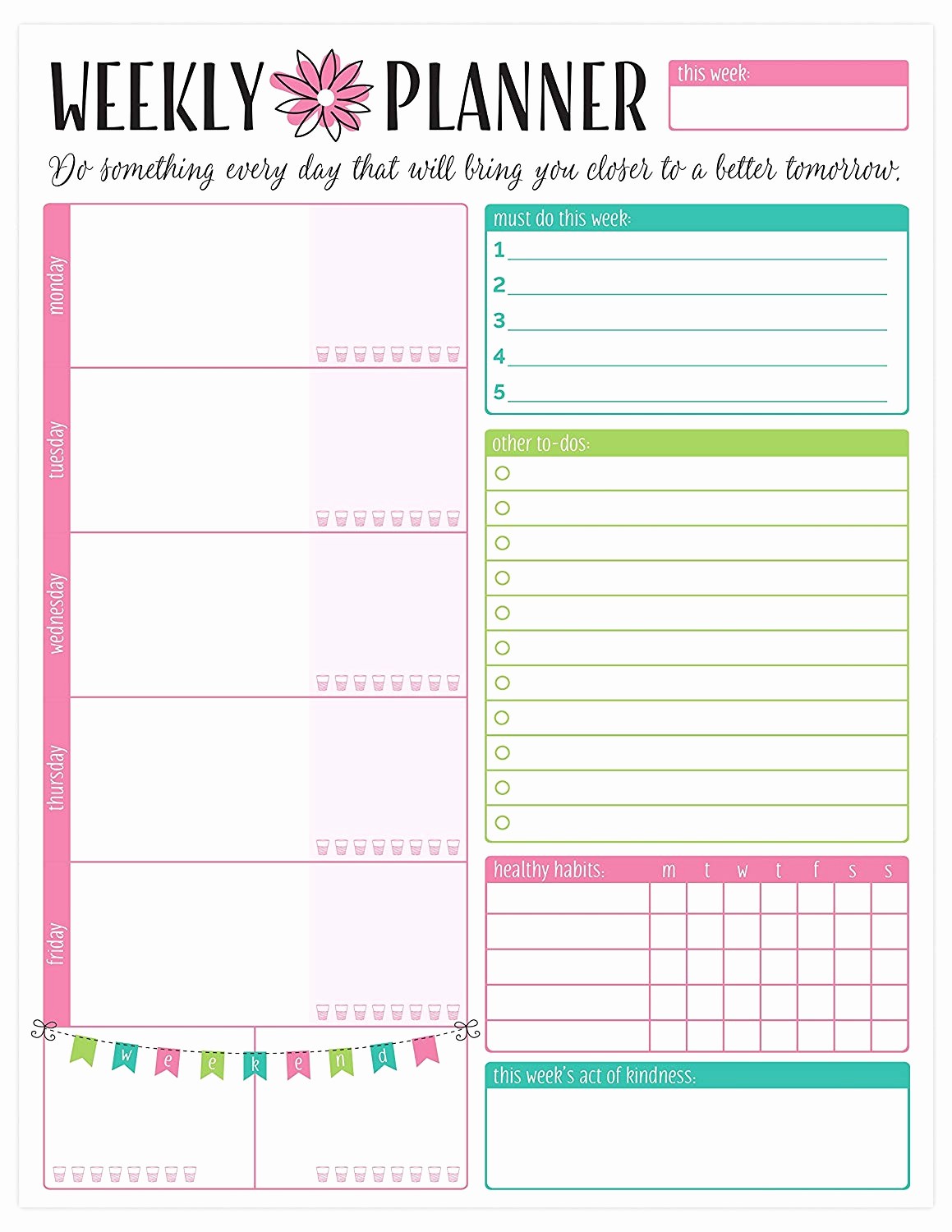 Daily Weekly Monthly Planner Template Lovely Bloom Daily Planners Weekly Planning System Tear F to Do