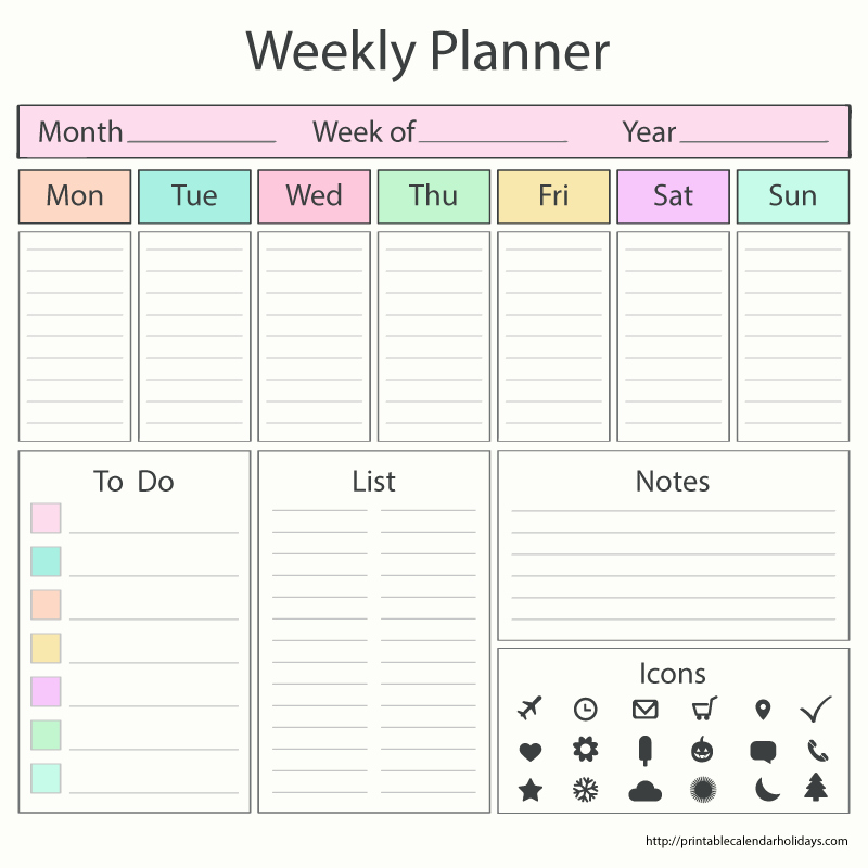 Daily Weekly Monthly Planner Template Unique Weekly Calendar Printable for Pdf Printable 2017 2018