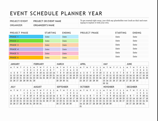 Day Of event Schedule Template Luxury event Planner