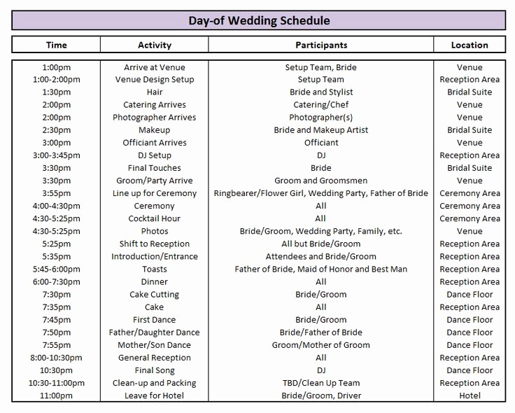Day Of event Timeline Template Luxury Day Of Wedding Schedule Great Tips for Planning Out Your