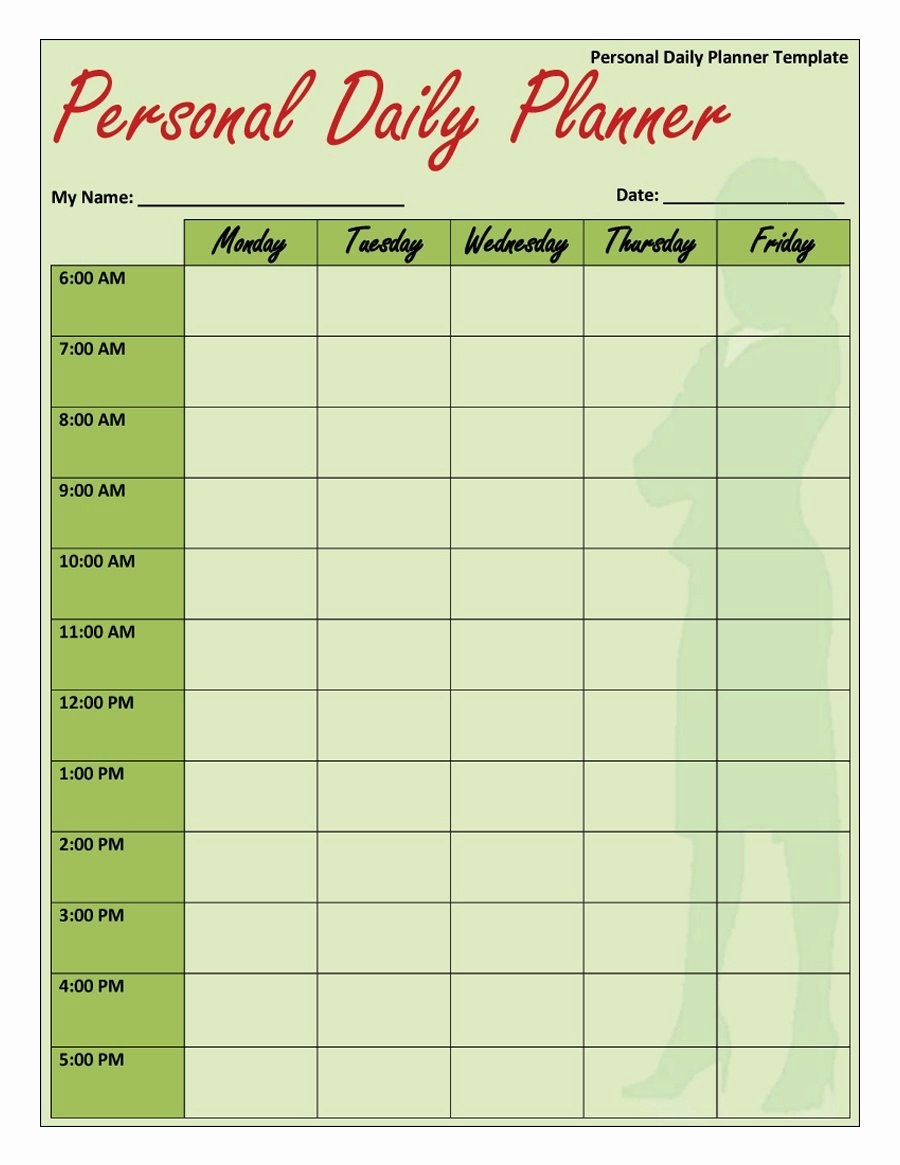 Day to Day Schedule Template Beautiful Day Planner Template