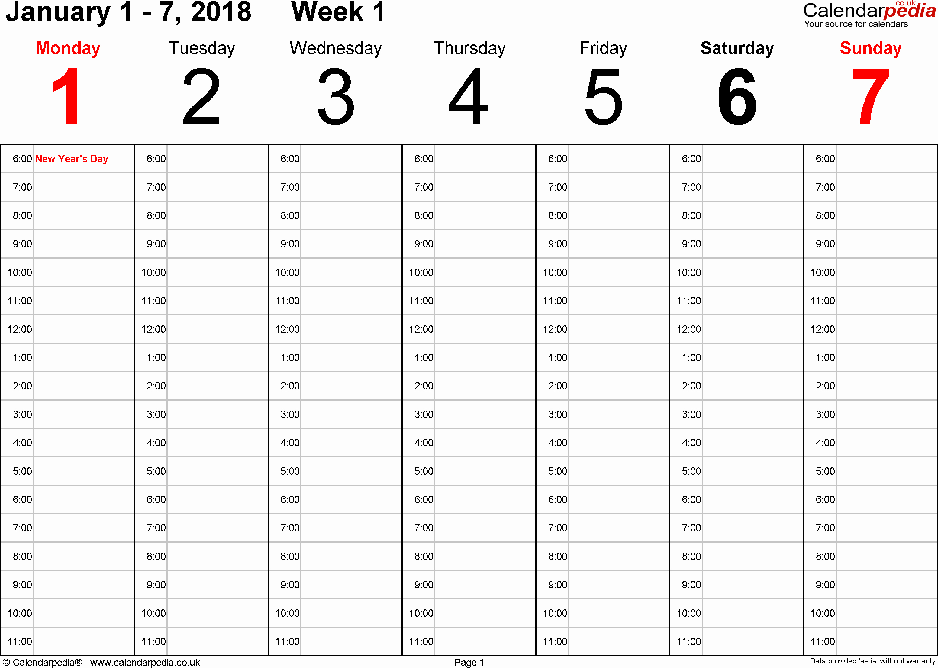 Days Of the Week Horizontal Lovely Weekly Calendar 2018 Uk Free Printable Templates for Excel