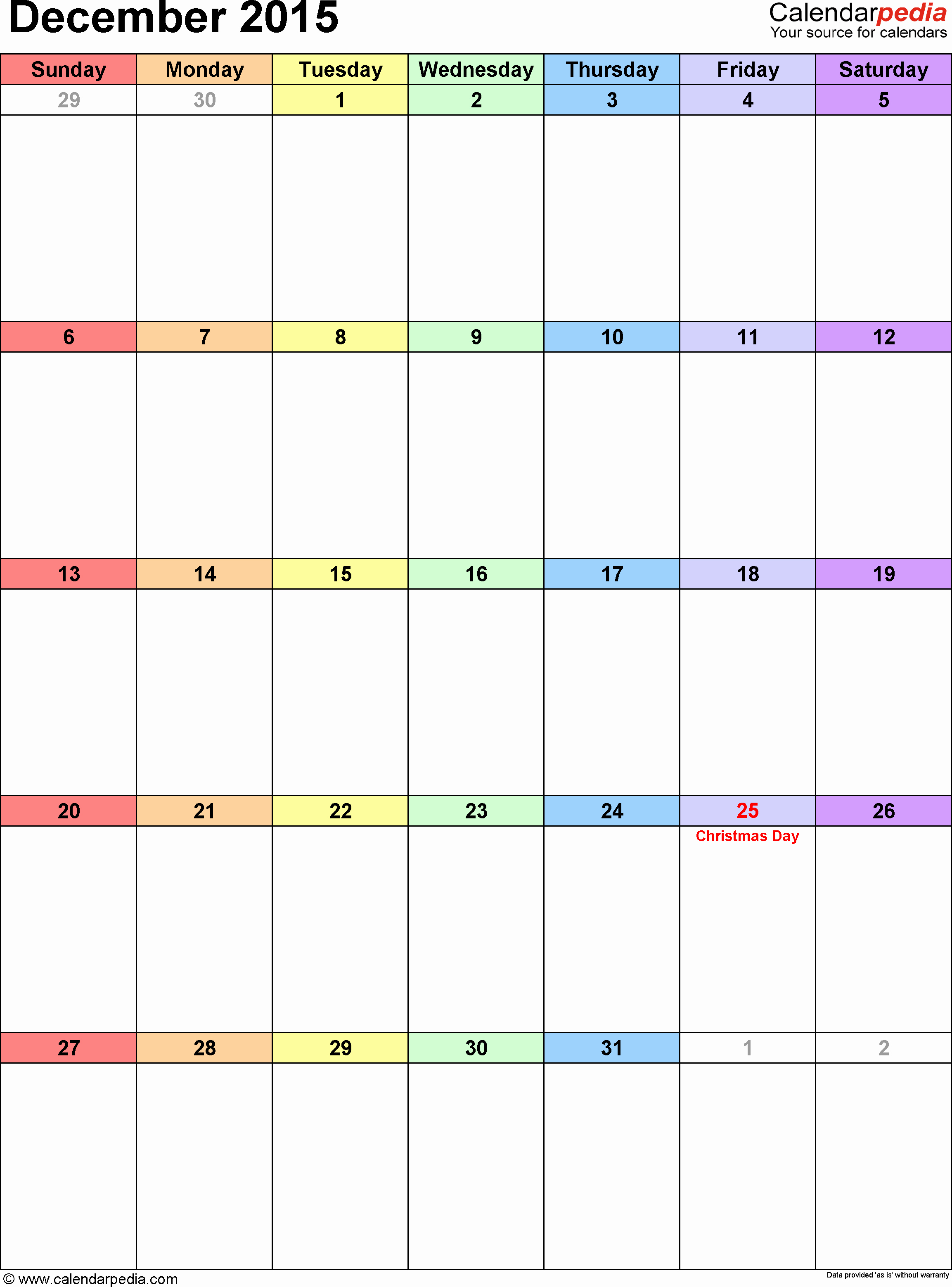 December 2015 Calendar Word Document Beautiful December 2015 Calendars for Word Excel &amp; Pdf