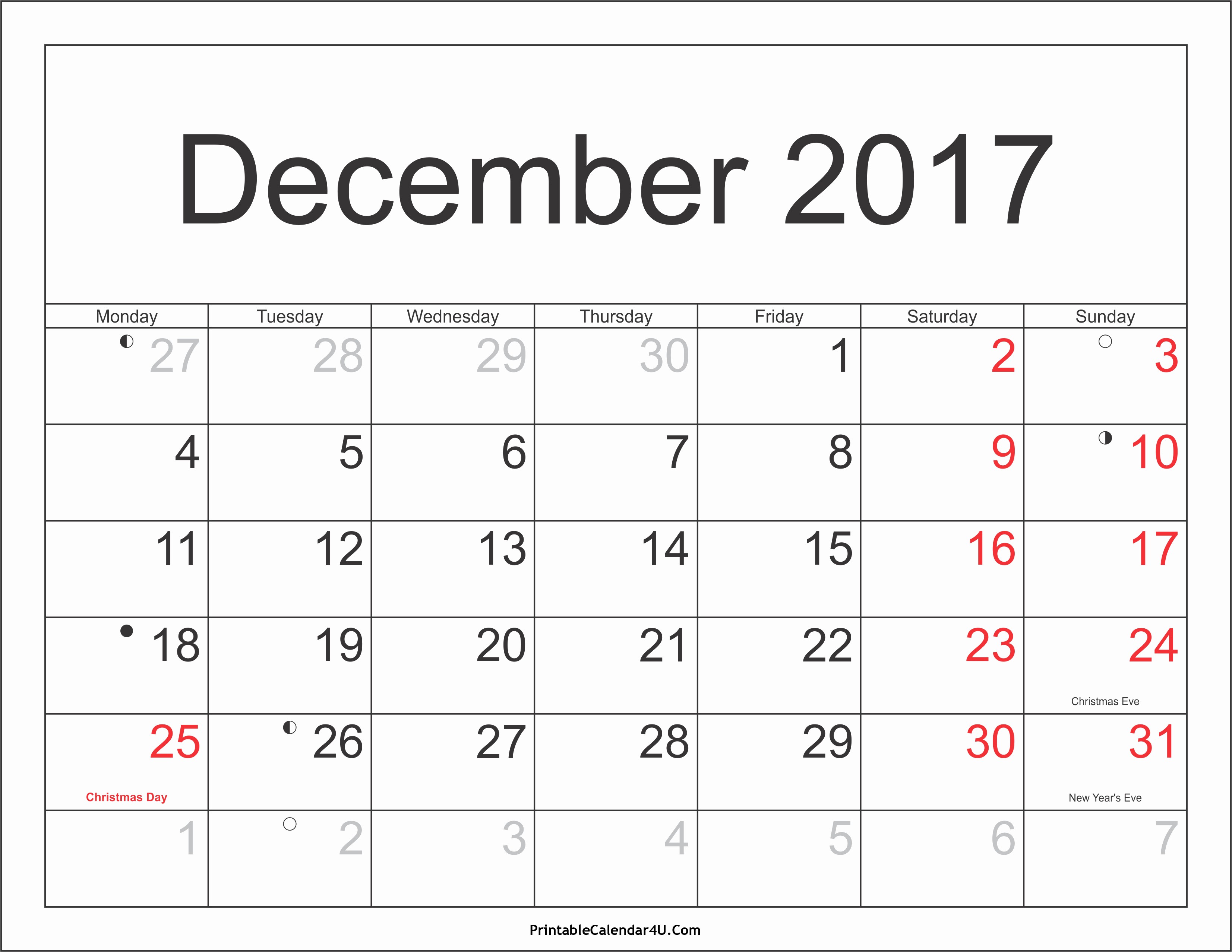 December 2017 Calendar Template Word New December 2017 Calendar Pdf