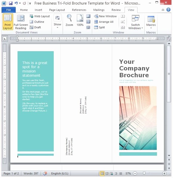 Design A Pamphlet In Word Lovely Free Business Tri Fold Brochure Template for Word