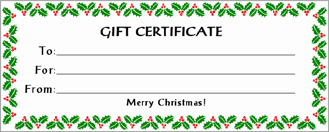 Diy Gift Certificate Template Free Best Of Free Gift Certificate Holiday with 30 Kb Gif Free
