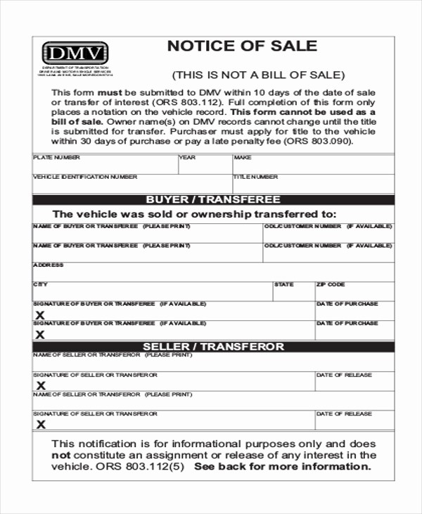 Dmv Bill Of Sell form New Sample Dmv Bill Of Sale form 8 Free Documents In Pdf