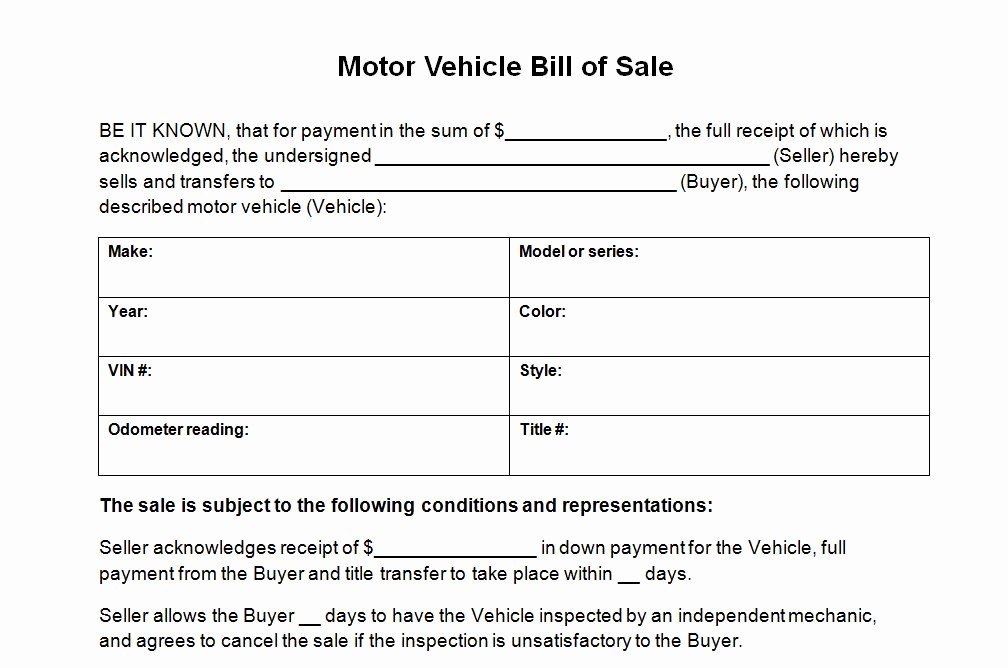 Dmv Printable Bill Of Sale Elegant Vehicle Bill Sale Template