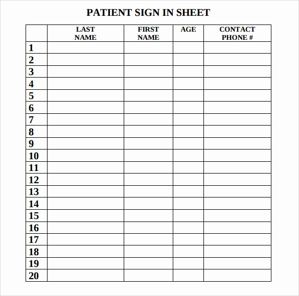 Doctor Sign In Sheet Template Elegant 7 Sample Medical Sign In Sheets