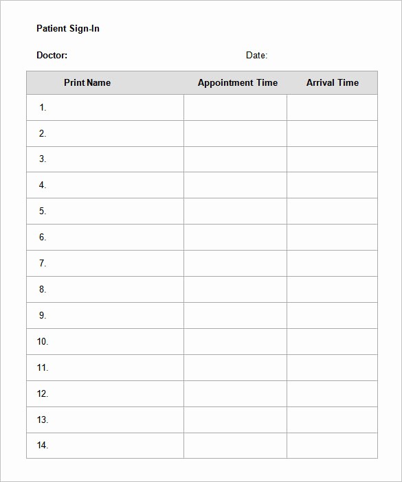 Doctor Sign In Sheet Template Fresh 75 Sign In Sheet Templates Doc Pdf