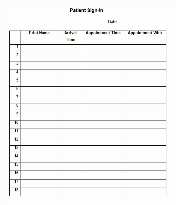 Doctor Sign In Sheet Template Inspirational 75 Sign In Sheet Templates Doc Pdf
