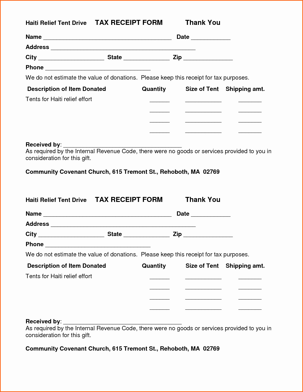 Donation form for Tax Purposes Lovely 7 Church Donation Receipt Template Bud Template Letter