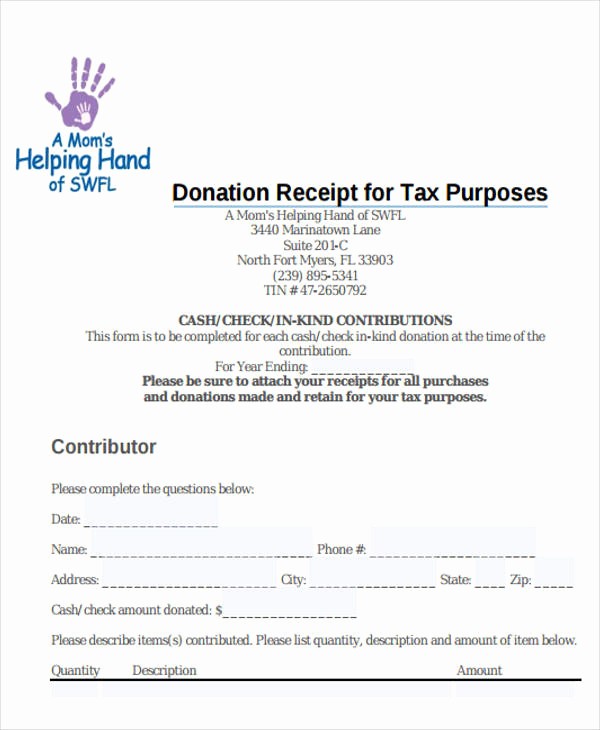 Donation form for Tax Purposes Lovely 7 Tax Receipts for Donation