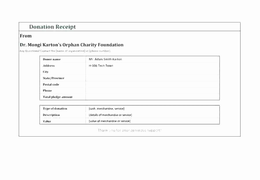 Donation Receipt Letter Template Word New Church Donation form Template – Updrill