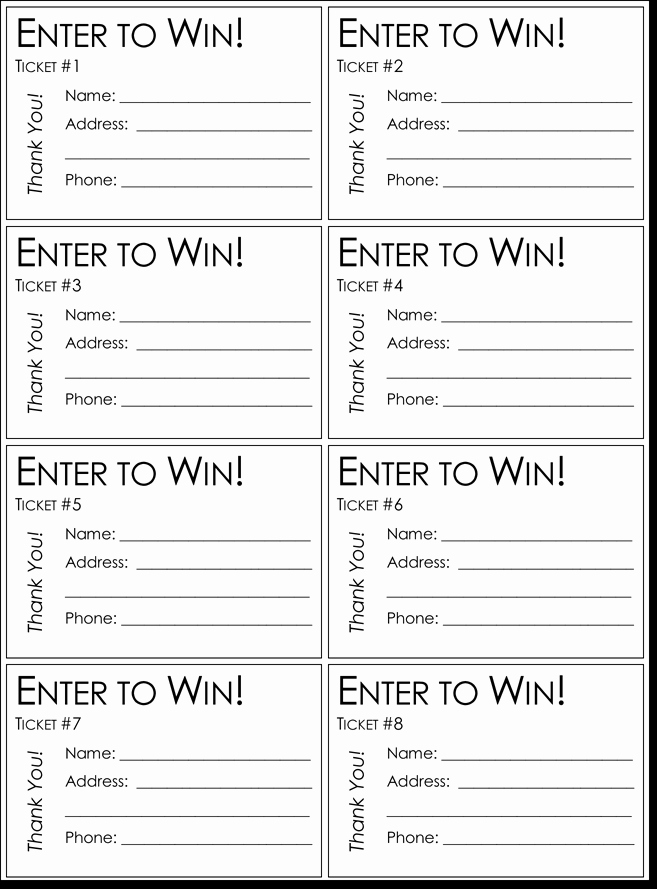 50 Door Prize Entry Form Template