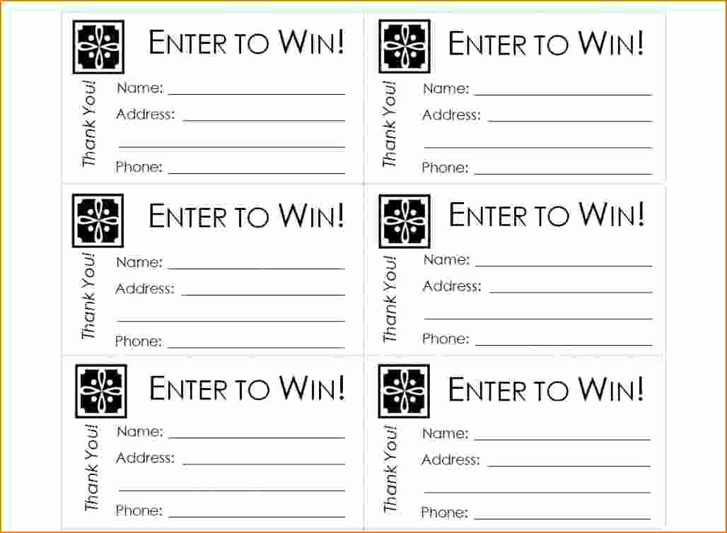 Door Prize Entry form Template Luxury 3 Printable Raffle Ticket Template