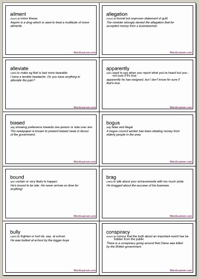 Double Sided Flash Card Template New Printable Flashcard Maker