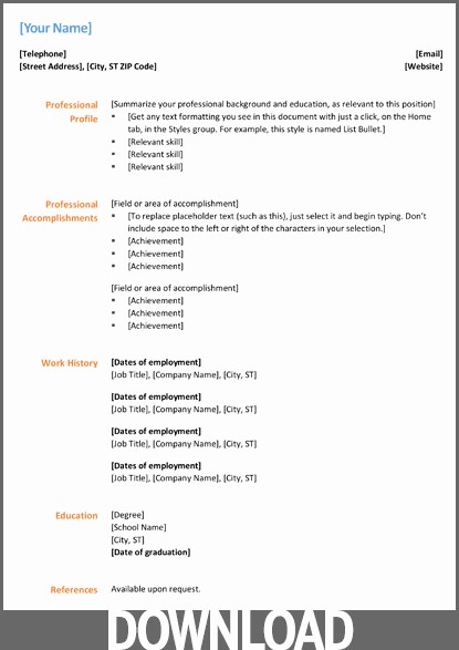 Download Microsoft Word Resume Template Fresh Download 12 Free Microsoft Fice Docx Resume and Cv Templates