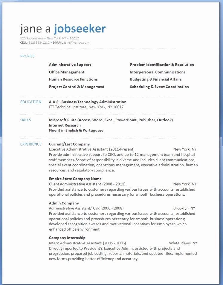 Download Microsoft Word Resume Template Lovely Word 2013 Resume Templates