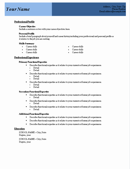 Download Microsoft Word Resume Template Unique Microsoft Word Functional Resume Template