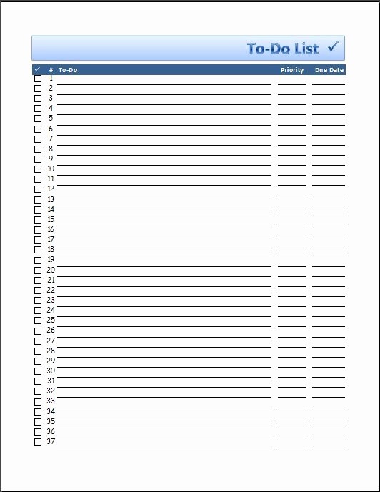 Download to Do List Template Best Of Free Excel to Do List Template Download