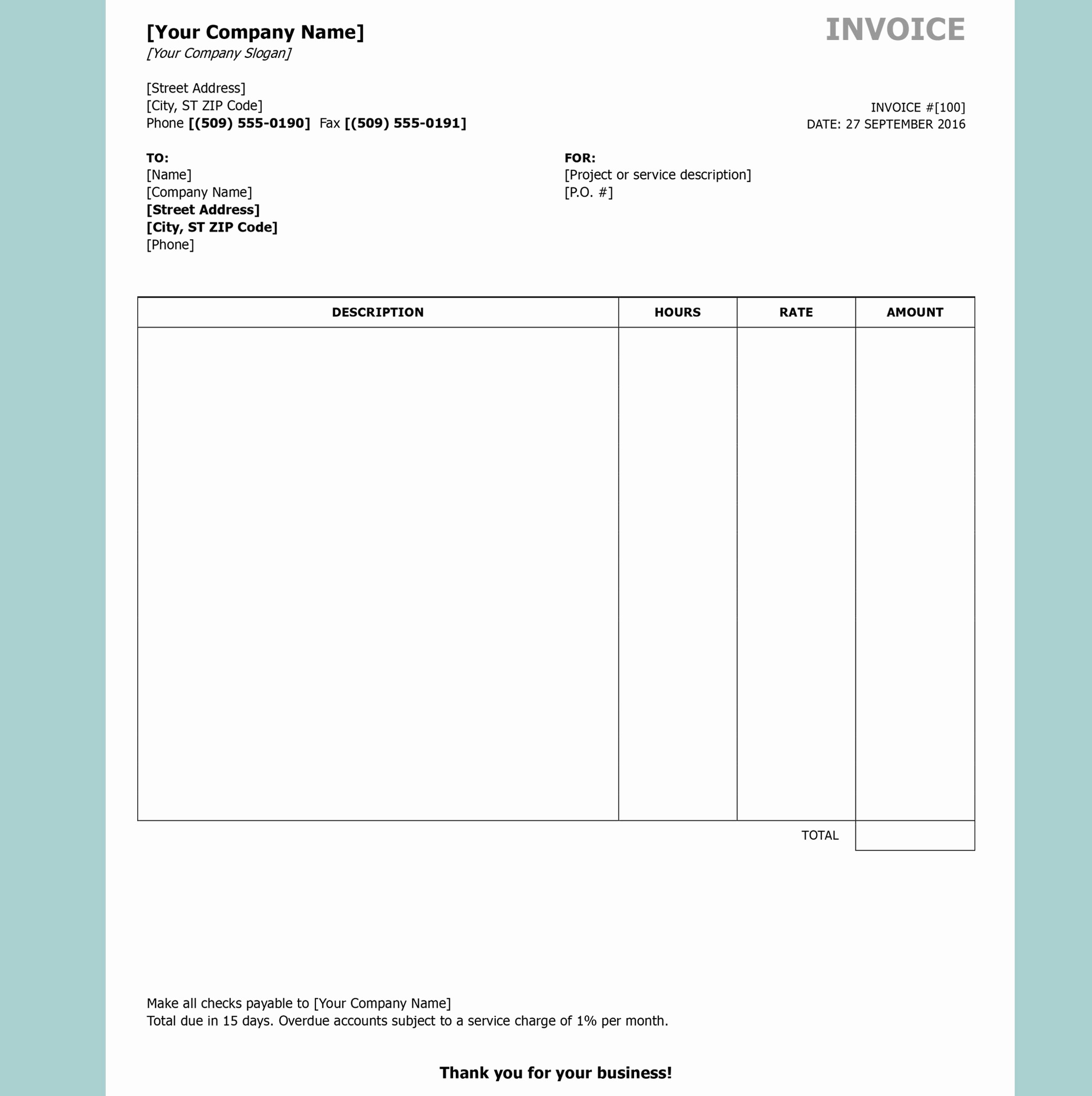 Downloadable Invoice Template for Mac Beautiful Free Bill Invoice Template Printable Free Invoice