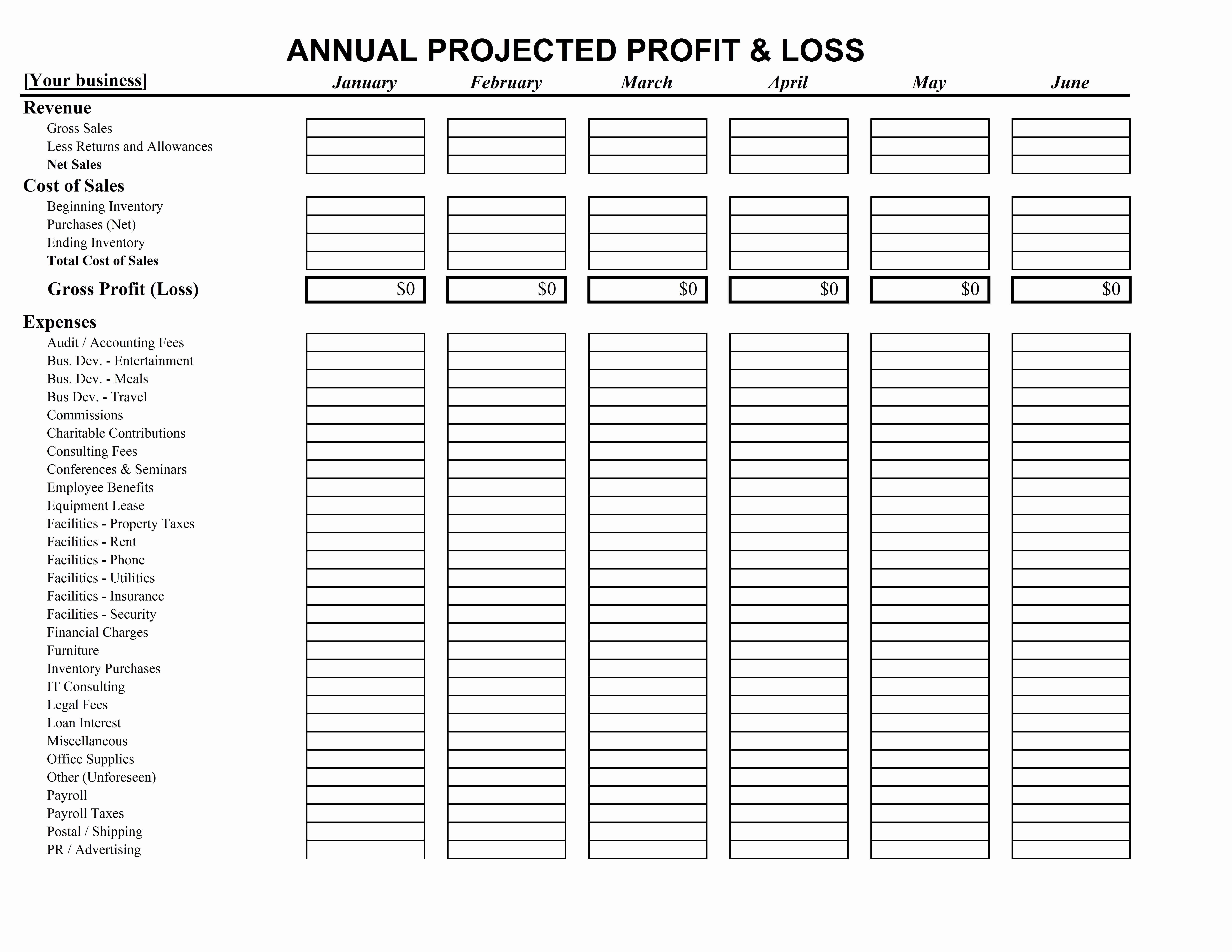 Easy Profit and Loss Template Fresh Simple Profit and Loss Statement Template