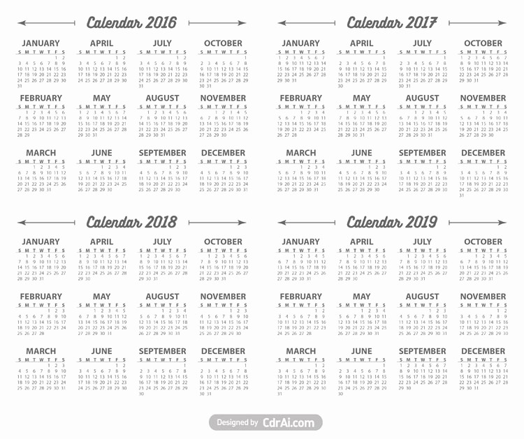 Editable Calendar 2017-2018 Luxury 2017 2018 2019 Calendar Template Vector Cdrai