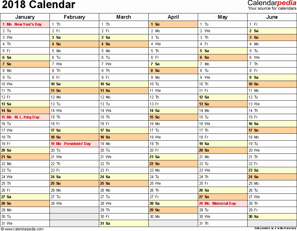 Editable Calendar 2017-2018 Unique 2018 Calendar Excel