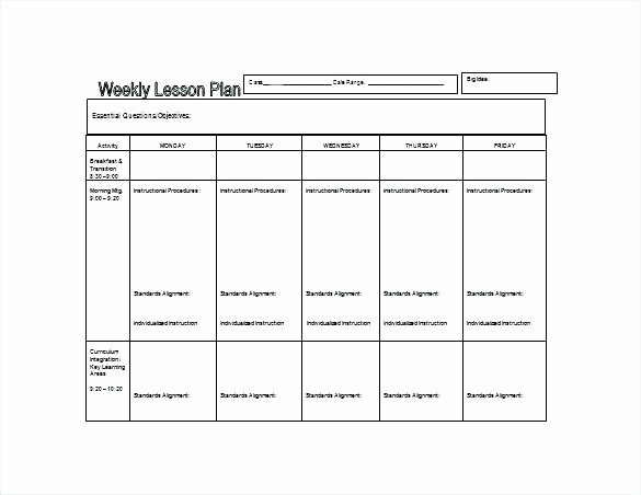 Editable Lesson Plan Template Word Elegant Weekly Lesson Plan Template 8 Free Word Excel format