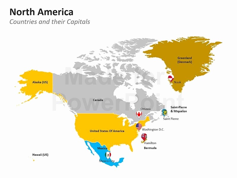 Editable Maps Of north America Awesome north America Map Editable Powerpoint Slides