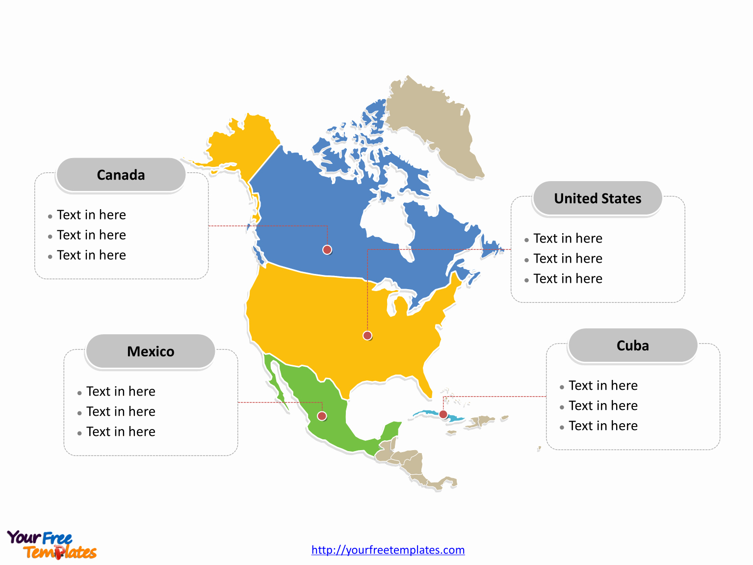 Editable Maps Of north America Beautiful Free north America Map Template Free Powerpoint Templates