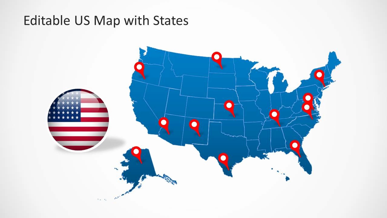Editable Maps Of north America Beautiful Us Map Template for Powerpoint with Editable States
