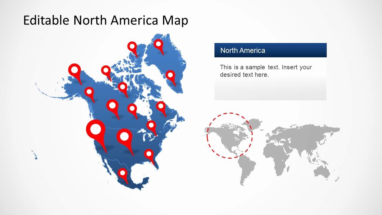 Editable Maps Of north America New north America Map Template for Powerpoint Slidemodel