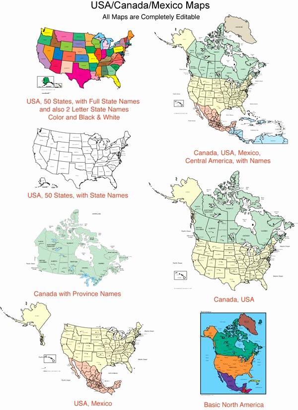 Editable Maps Of north America Unique Maps for Design • Editable Clip Art Powerpoint Maps