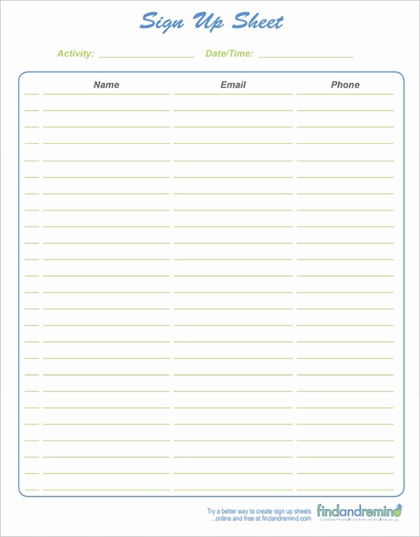 Editable Sign In Sheet Template Beautiful 9 Sign Up Sheet Templates Word Excel Pdf formats