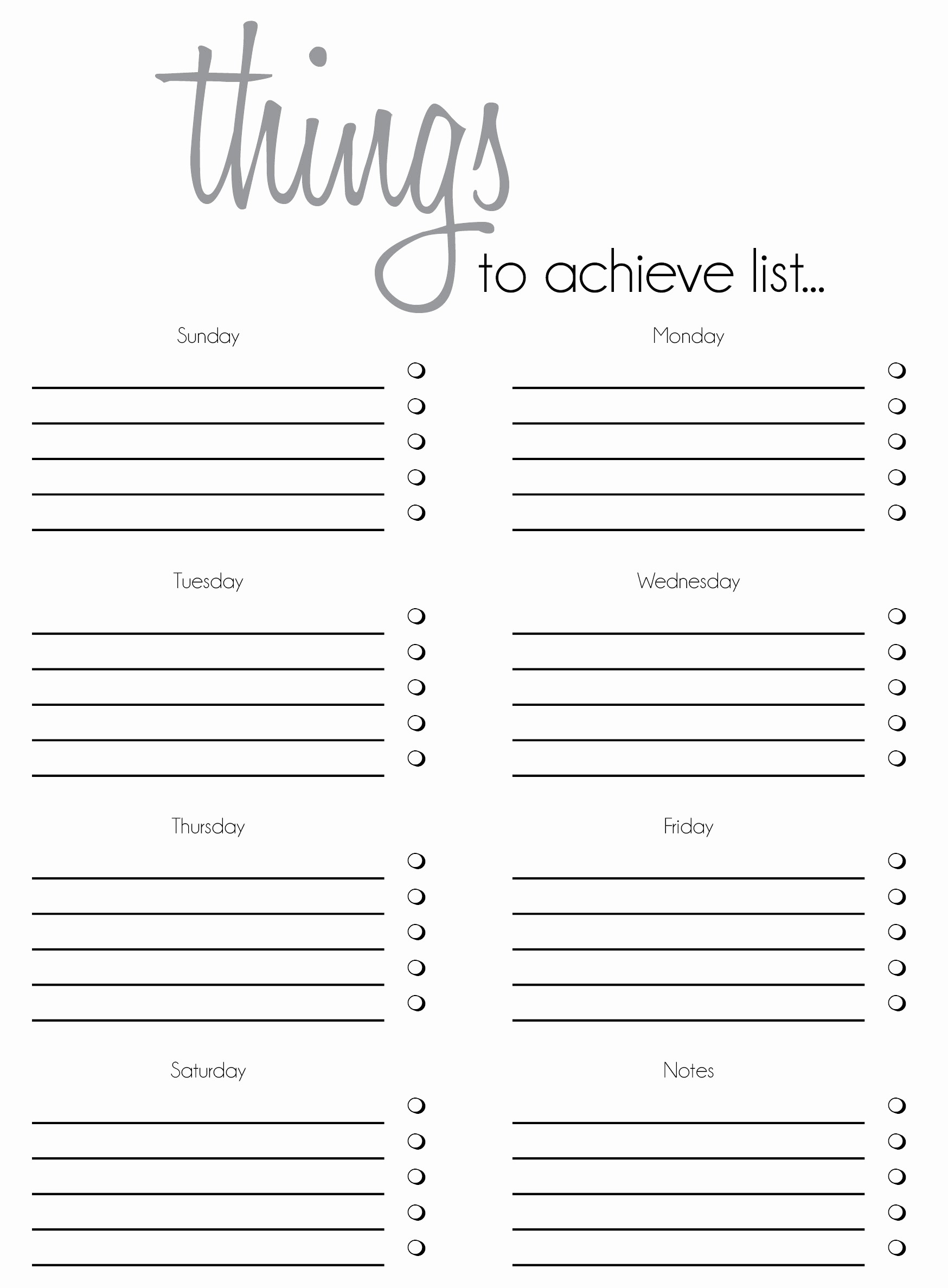Editable to Do List Template New to Do List Template