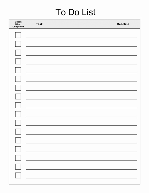 Editable to Do List Template Unique Blank Checklist Template Mughals