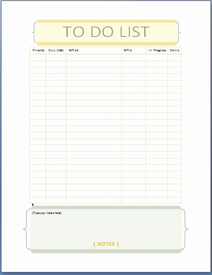 Editable to Do List Template Unique Ms Word Personal Tasks to Do List Template