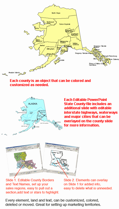 Editable Us Map for Ppt Elegant Alaska Editable Us Detailed County and Highway Powerpoint